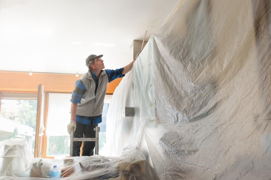 Prepping paint area for painting ceiling
